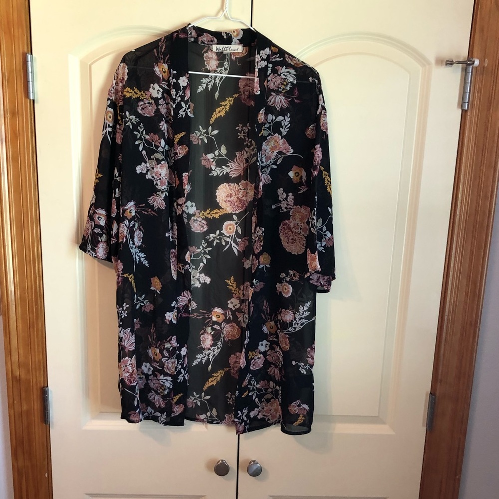 WALLFLOWER black sheer kimono